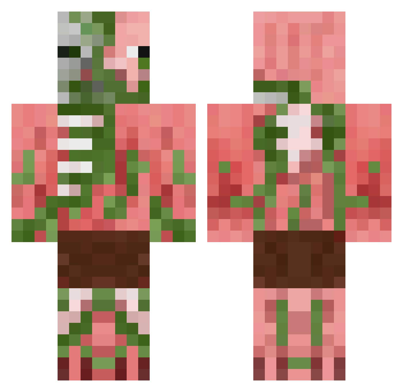 Zunkier Minecraft skin, front and back view