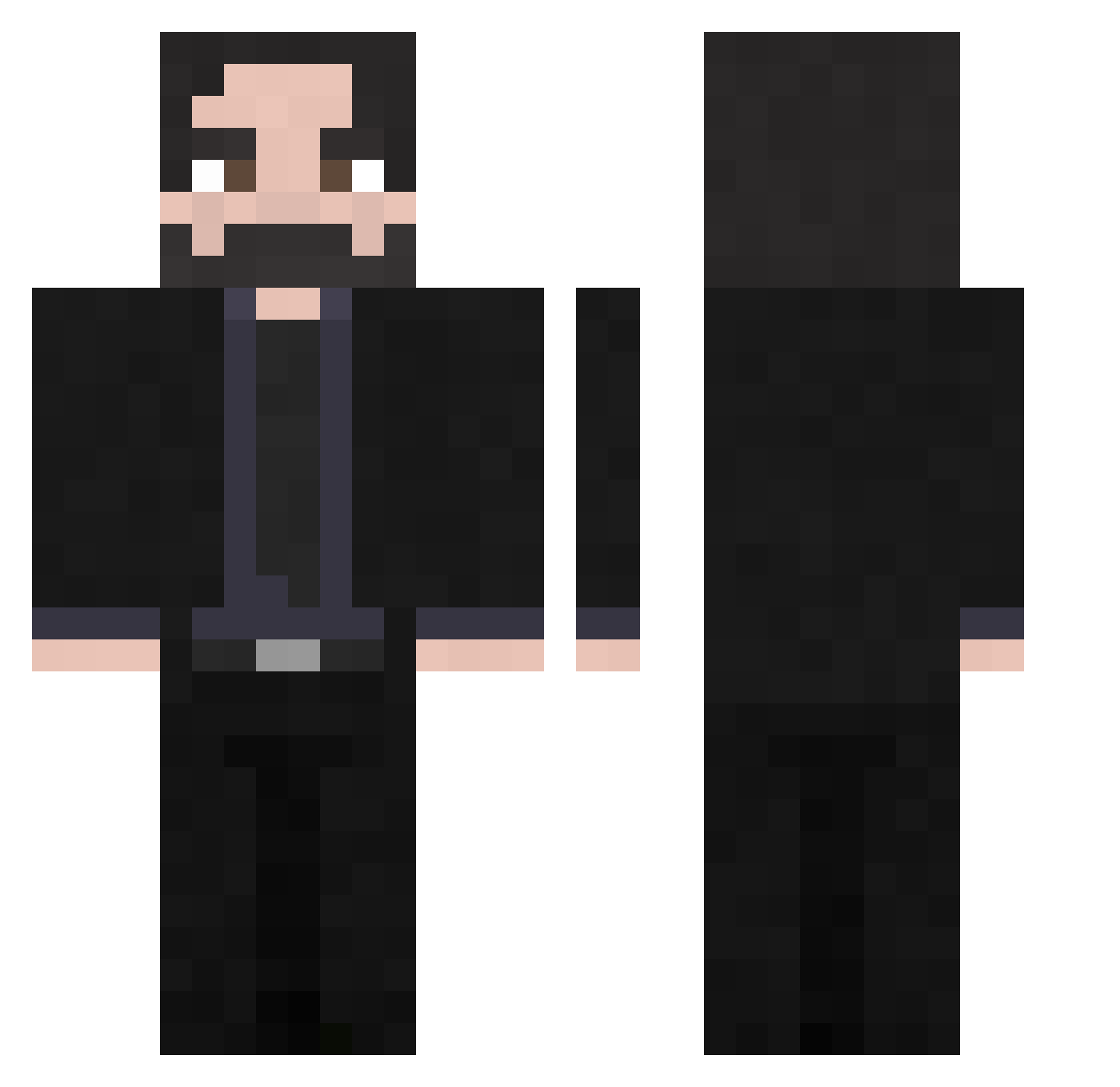 aPsychopath Minecraft skin, front and back view