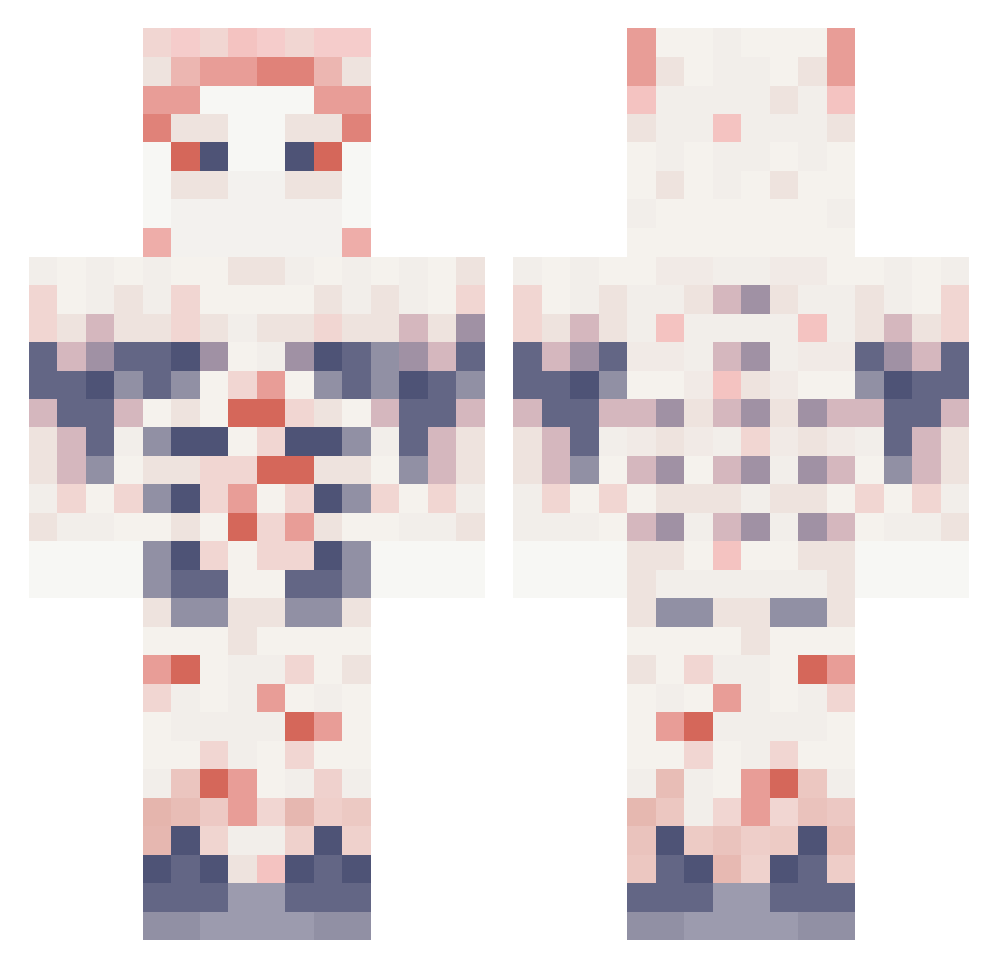 GunShyMo Minecraft skin, front and back view