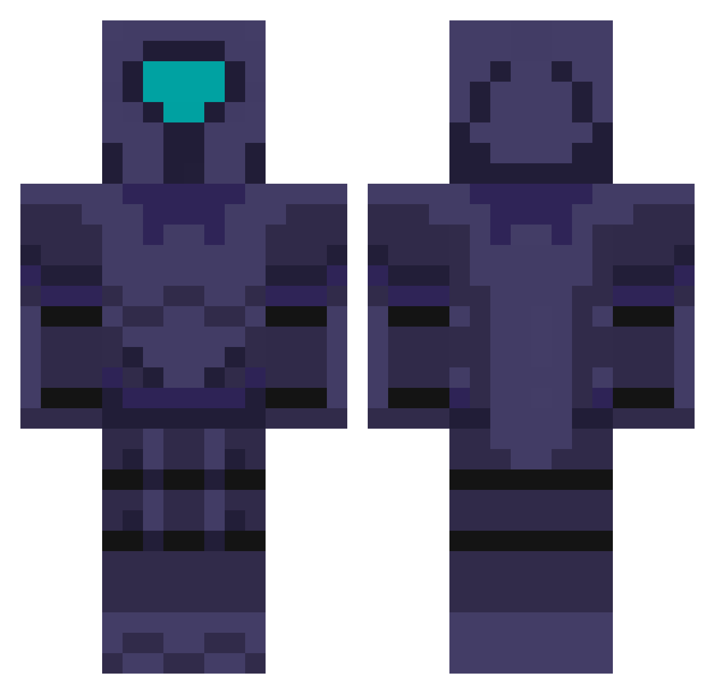 EnderPEKKA Minecraft skin, front and back view