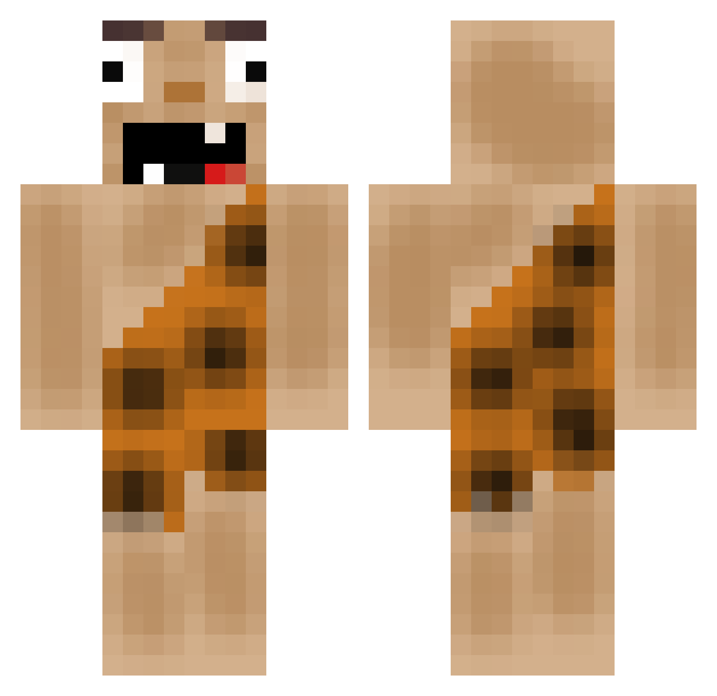 BlessedCow84369 Minecraft skin, front and back view