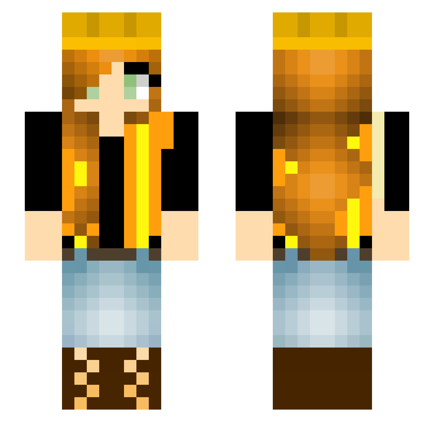 panduela Minecraft skin, front and back view