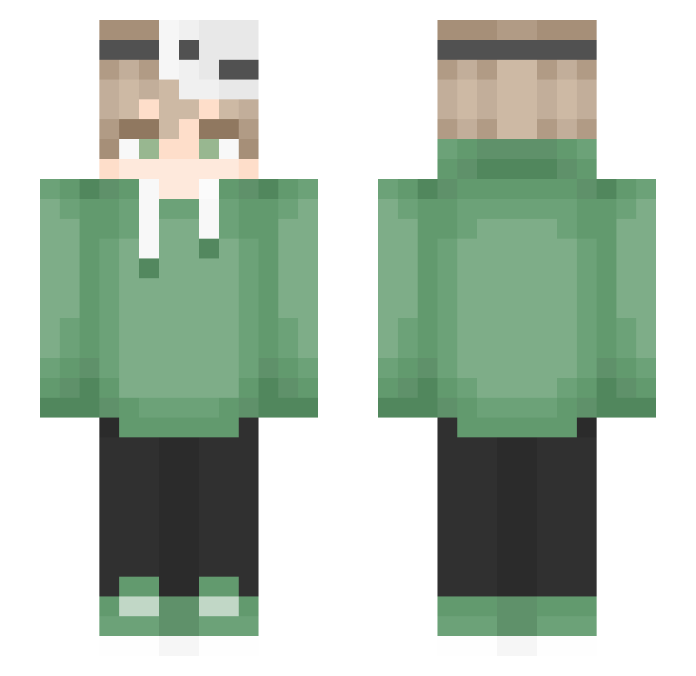 Nightmur Minecraft skin, front and back view