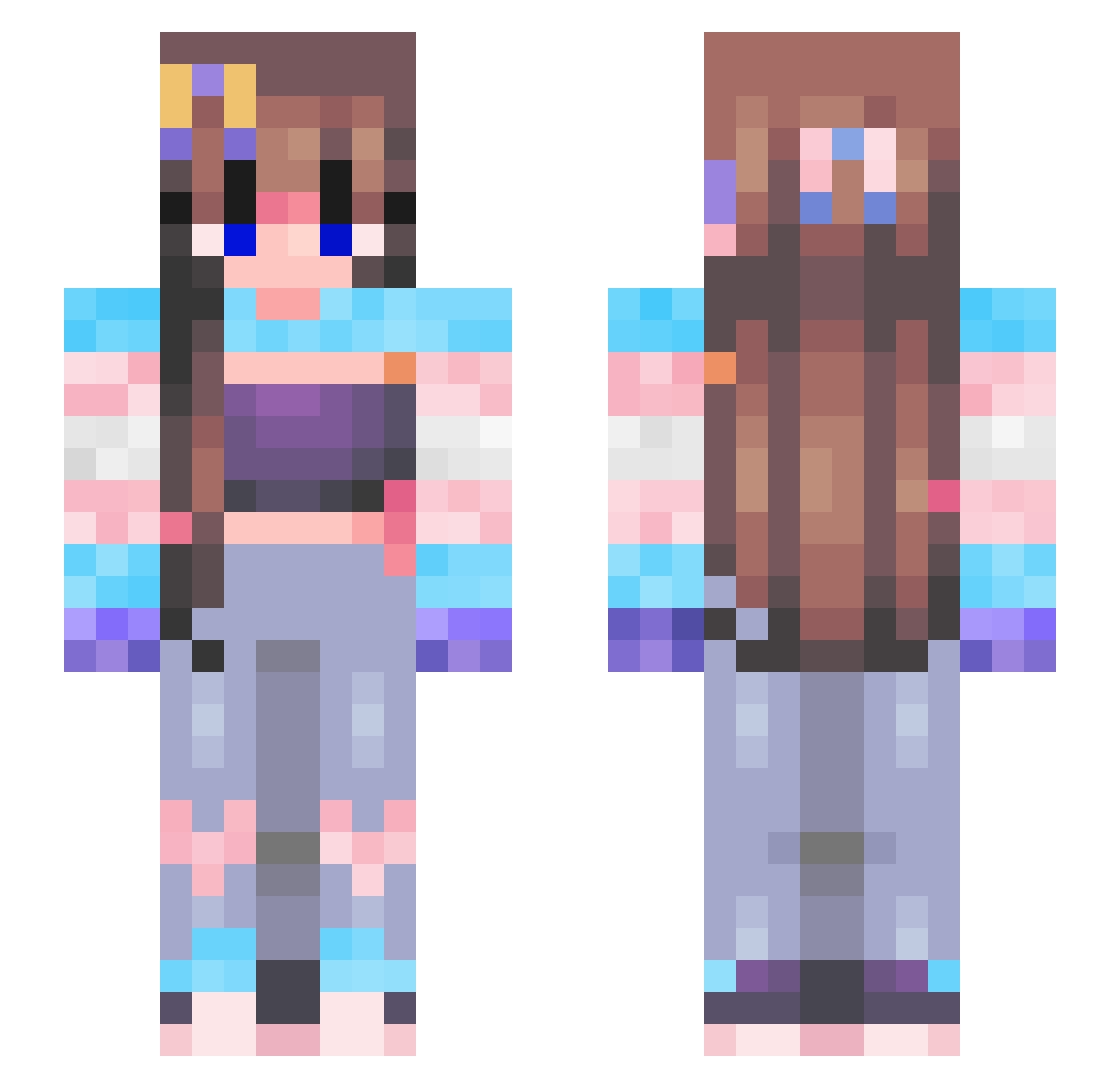 ZoeTheVoid Minecraft skin, front and back view