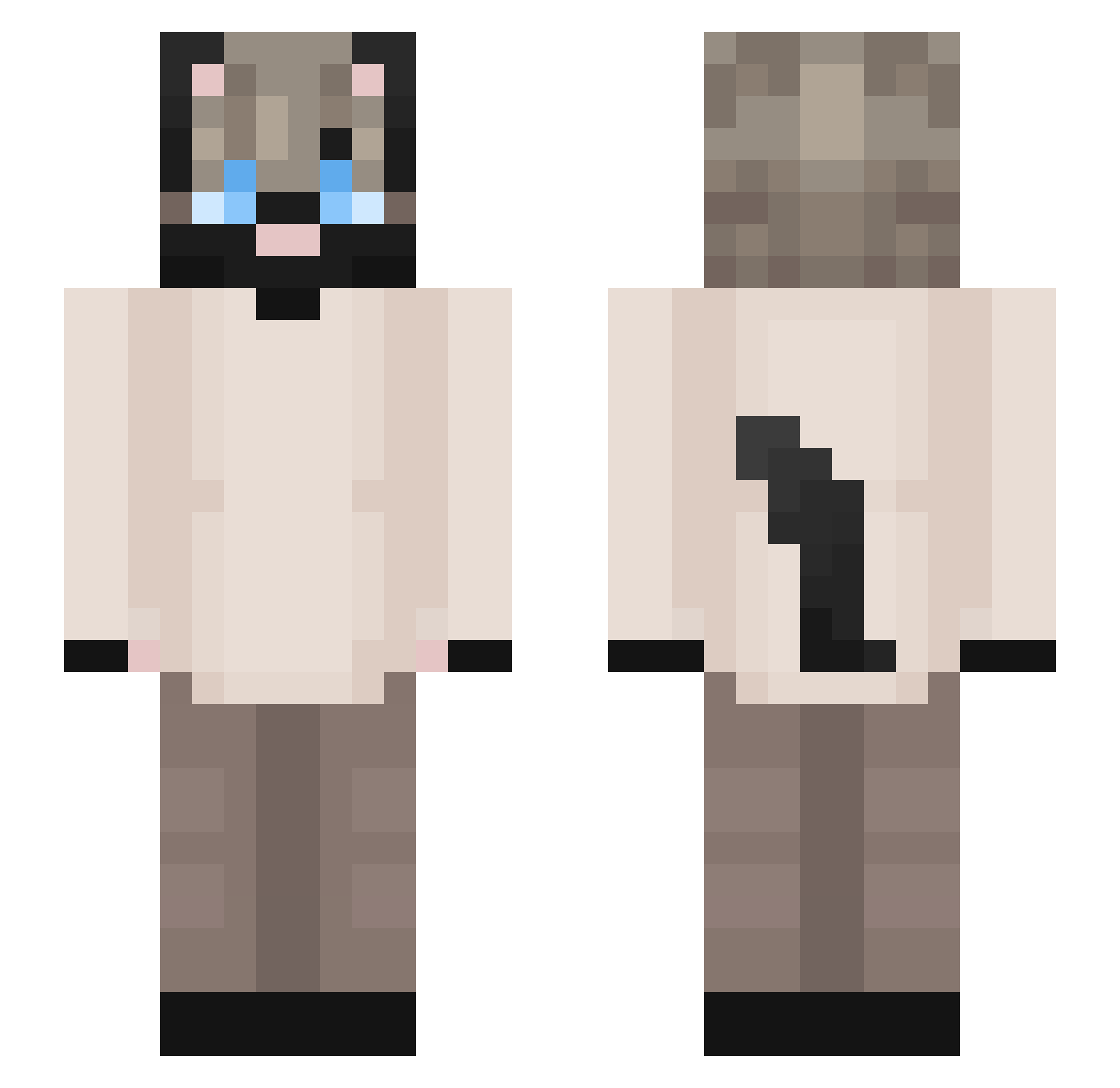 PrimedNova Minecraft skin, front and back view
