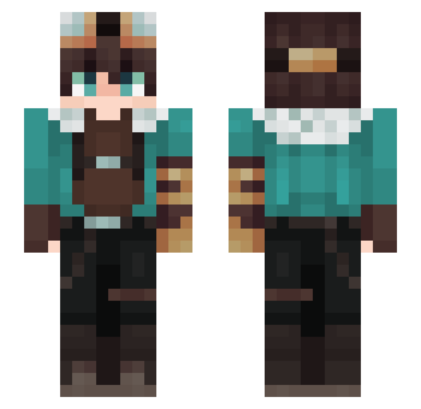 Joaqoxd Minecraft skin, front and back view