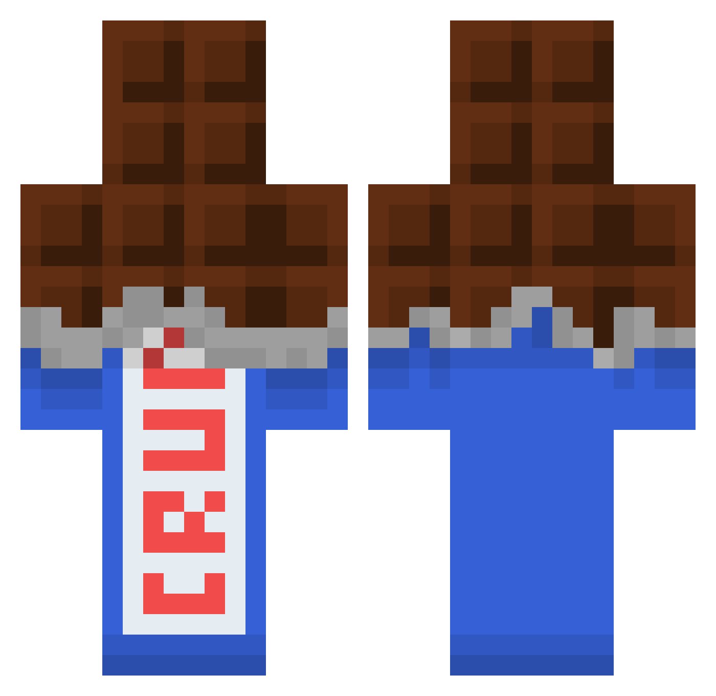 Eliah16 Minecraft skin, front and back view