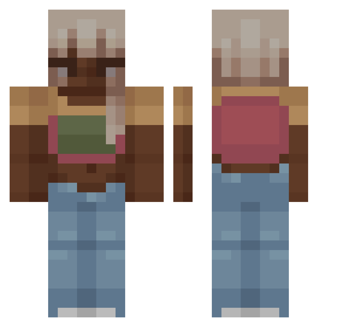 Jaydom18 Minecraft skin, front and back view