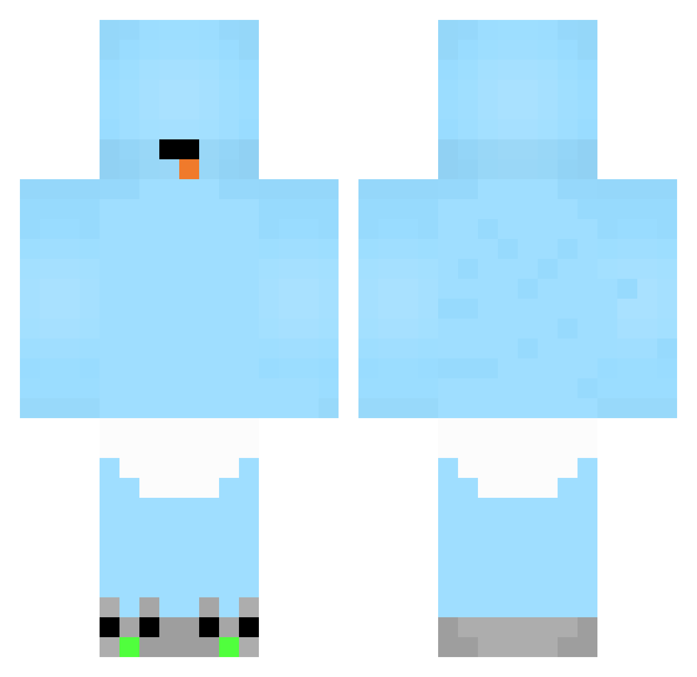 yuildy Minecraft skin, front and back view