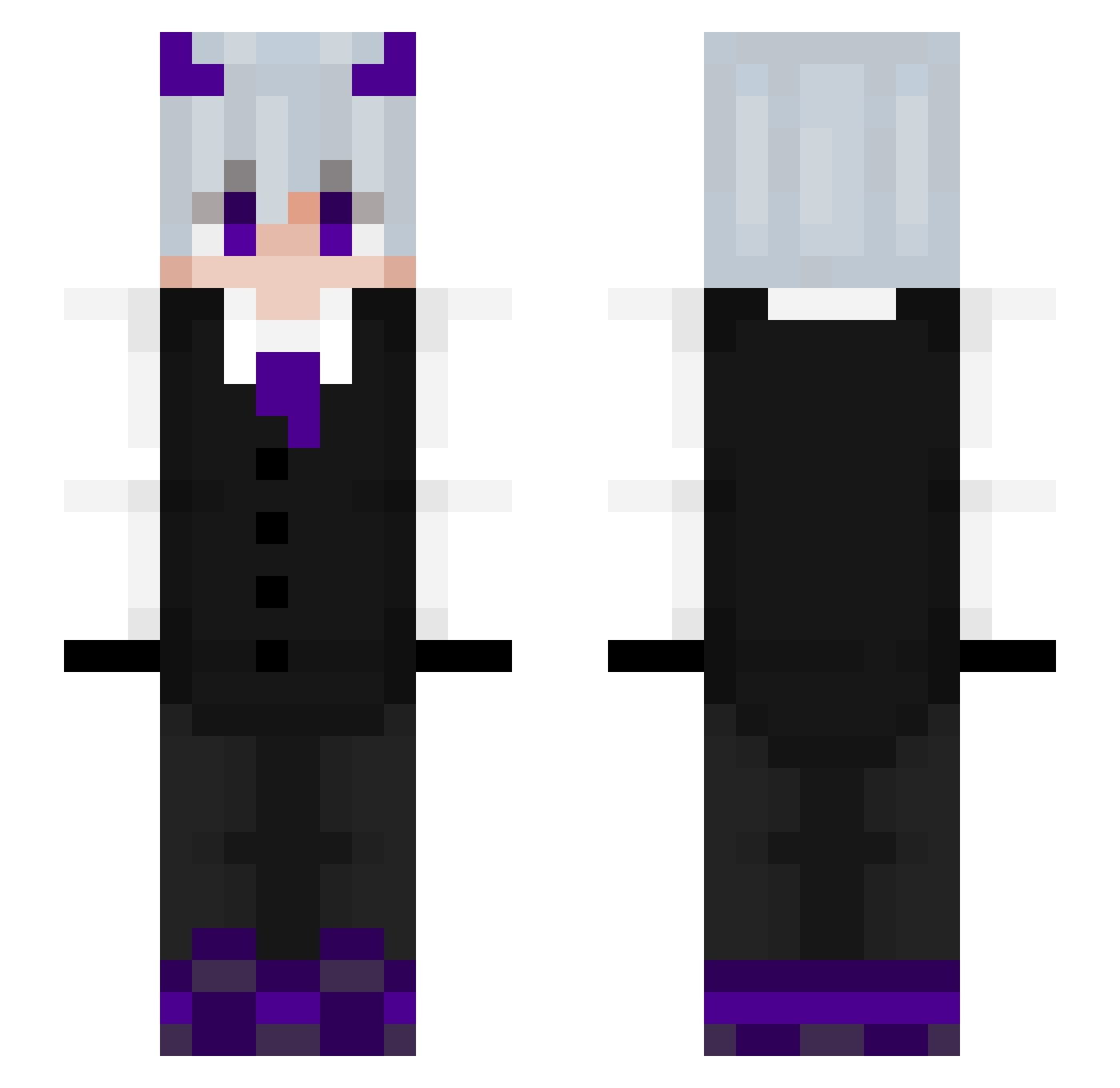 Vesiclespace Minecraft skin, front and back view