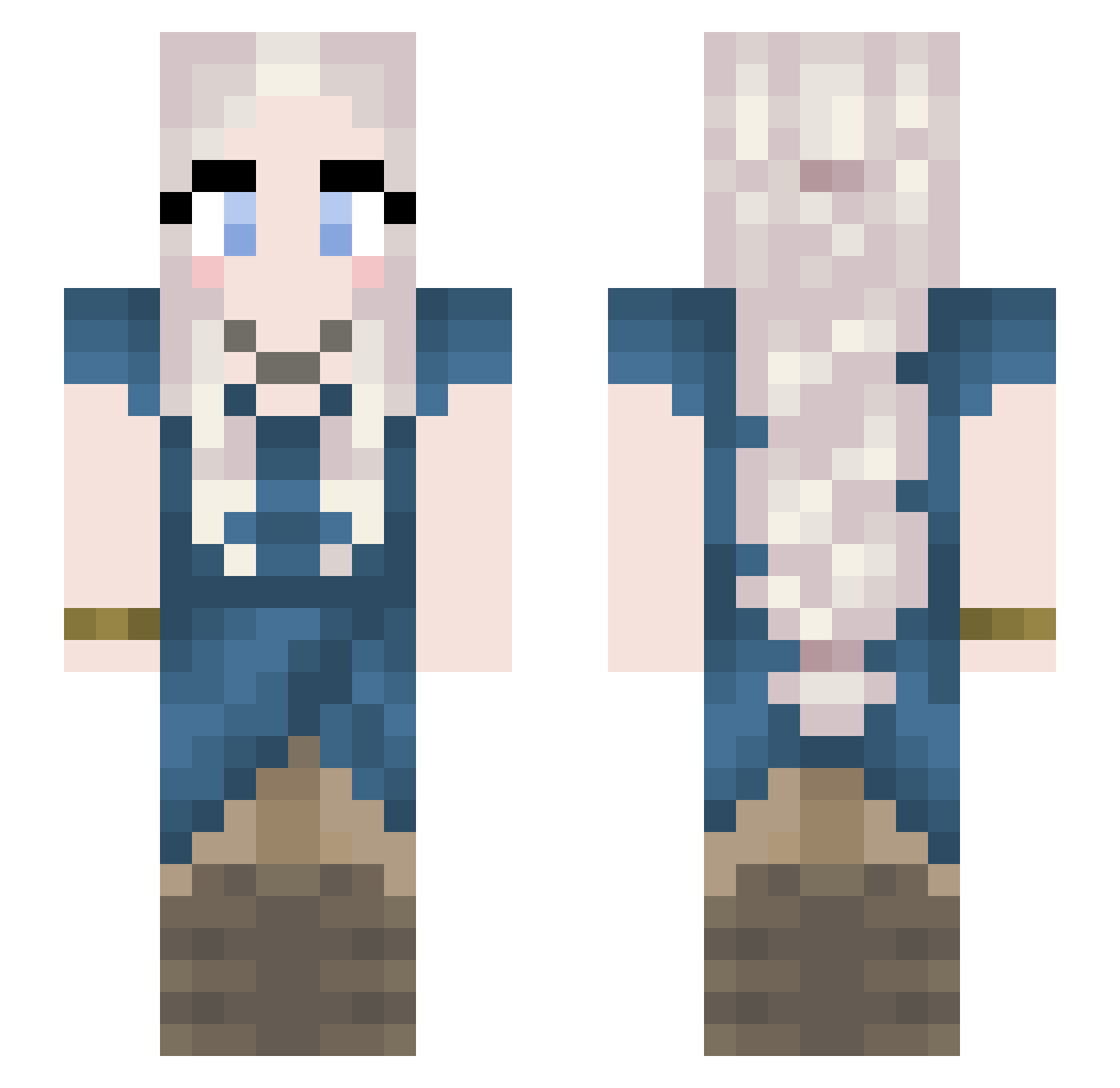 Fiji23White Minecraft skin, front and back view