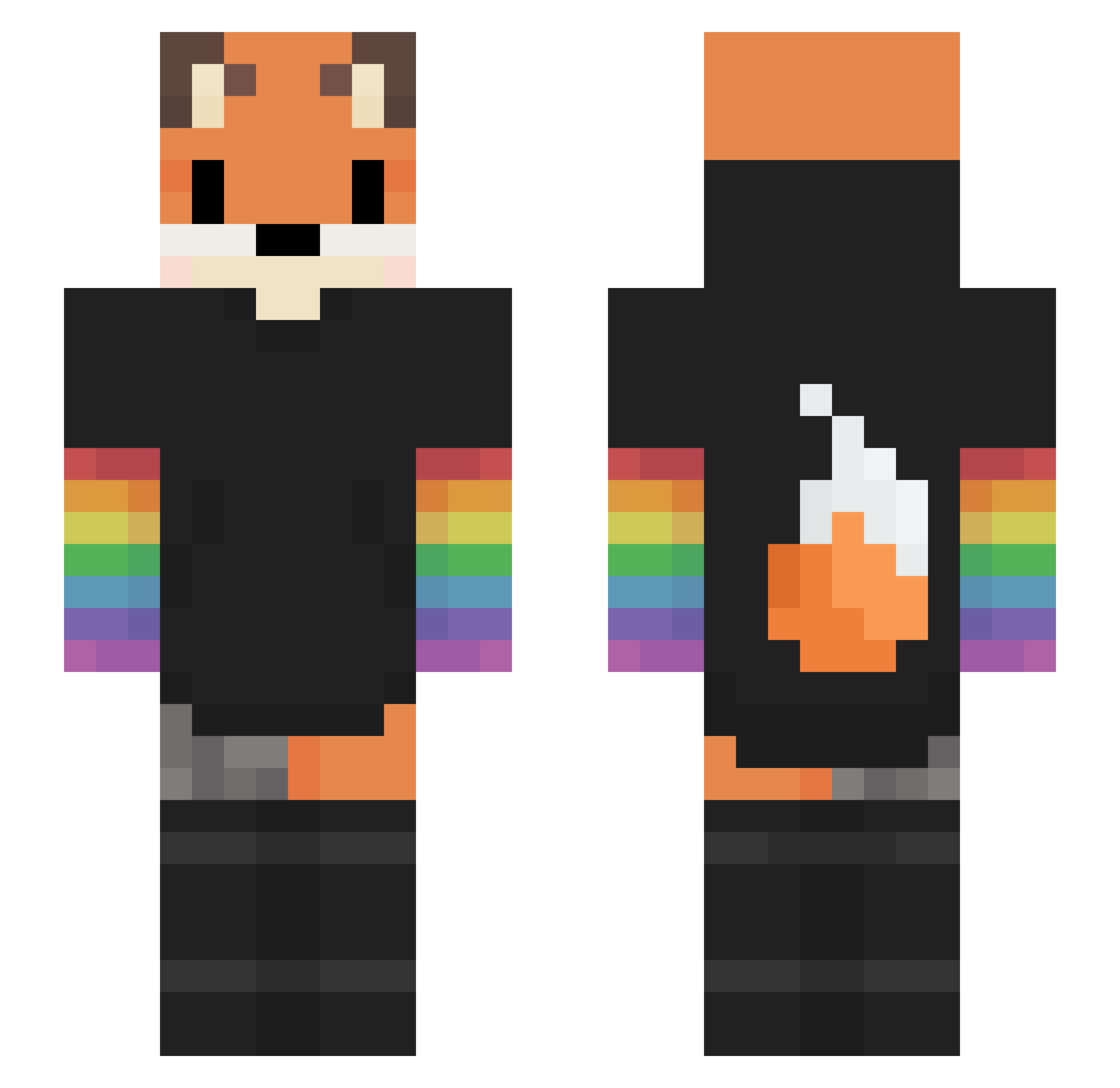 T9i Minecraft skin, front and back view