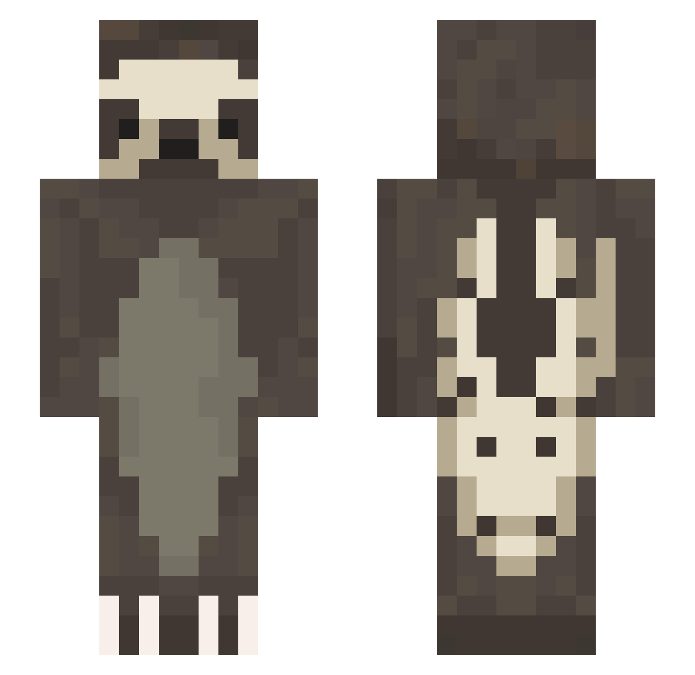 Rougy Minecraft skin, front and back view