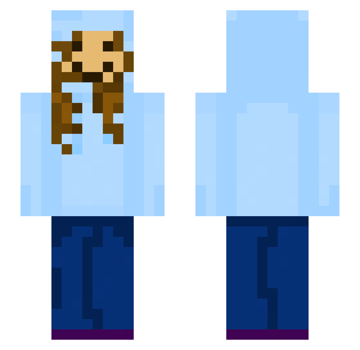 MeneerBanaantje Minecraft skin, front and back view