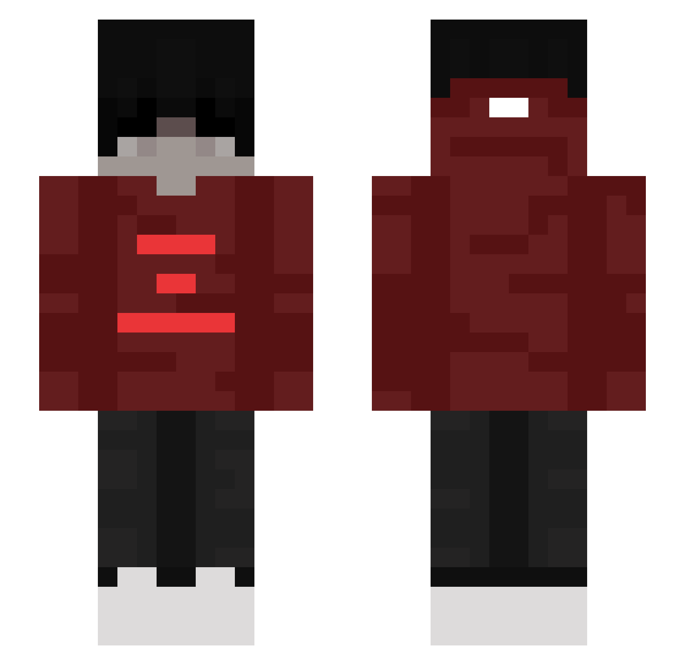 swirth Minecraft skin, front and back view