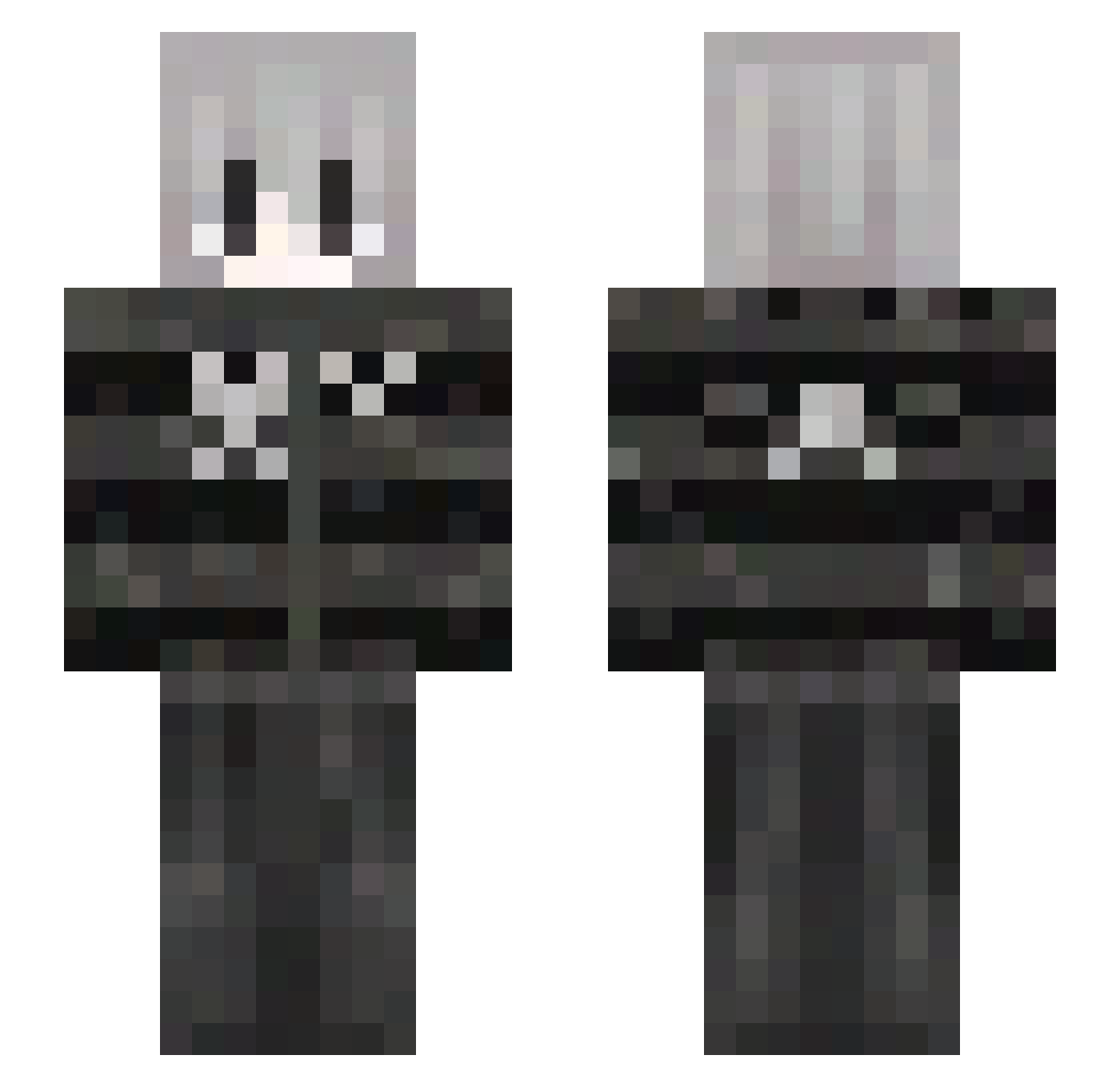 Slacktra Minecraft skin, front and back view