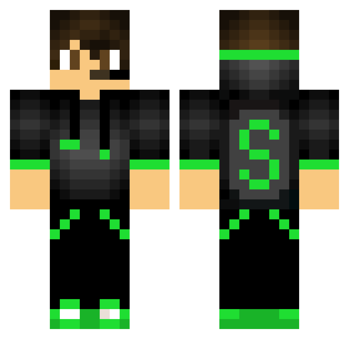 Pro3612 Minecraft skin, front and back view