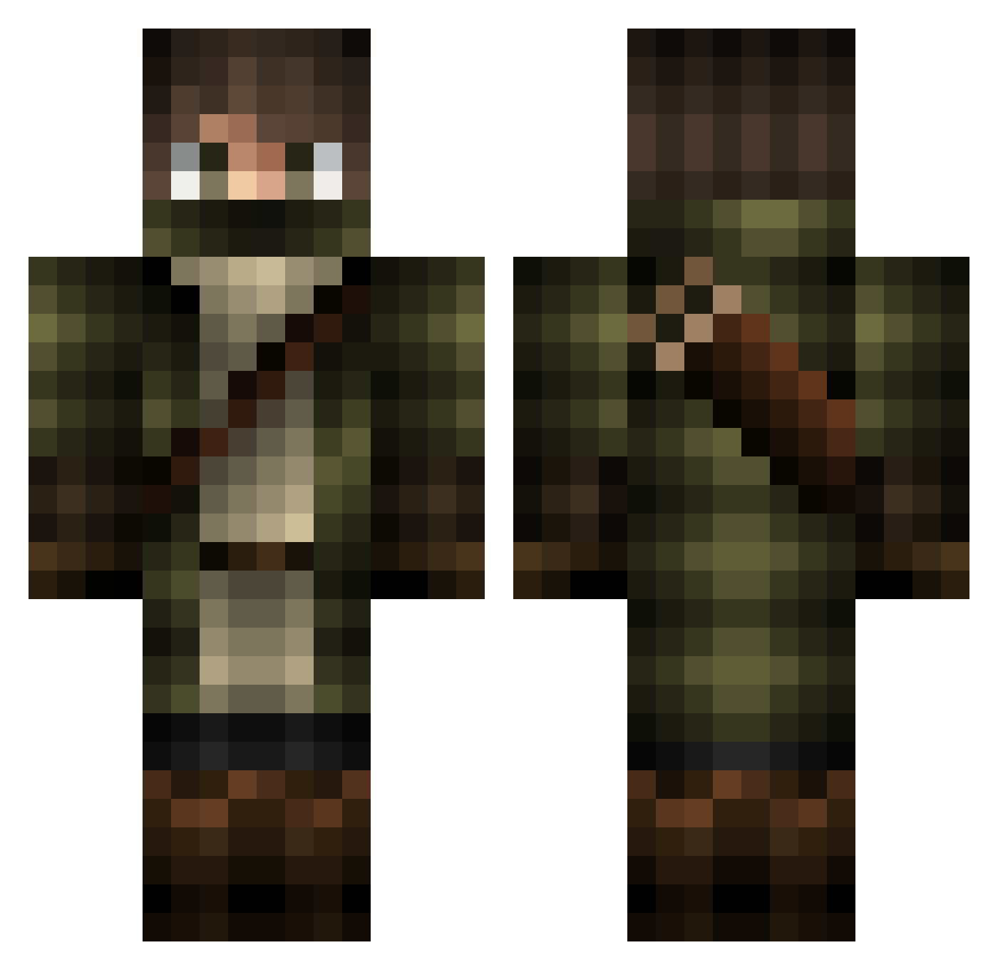 iRestartz Minecraft skin, front and back view
