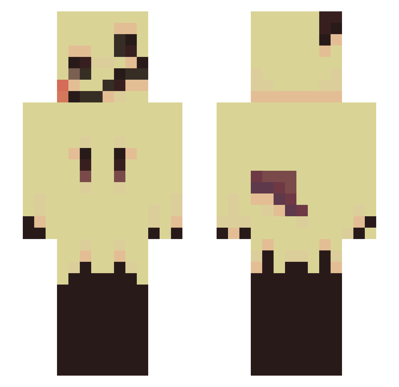 DSBStarla Minecraft skin, front and back view