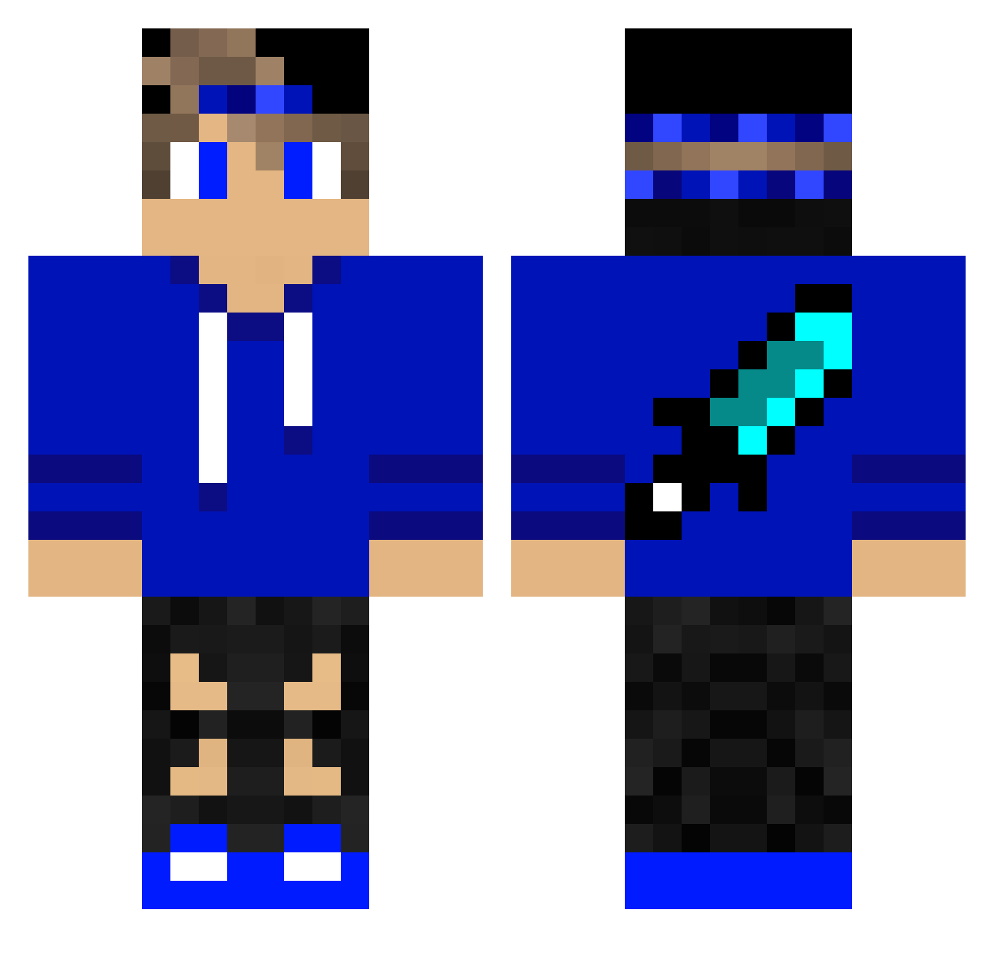 DroidPlayGamer Minecraft skin, front and back view