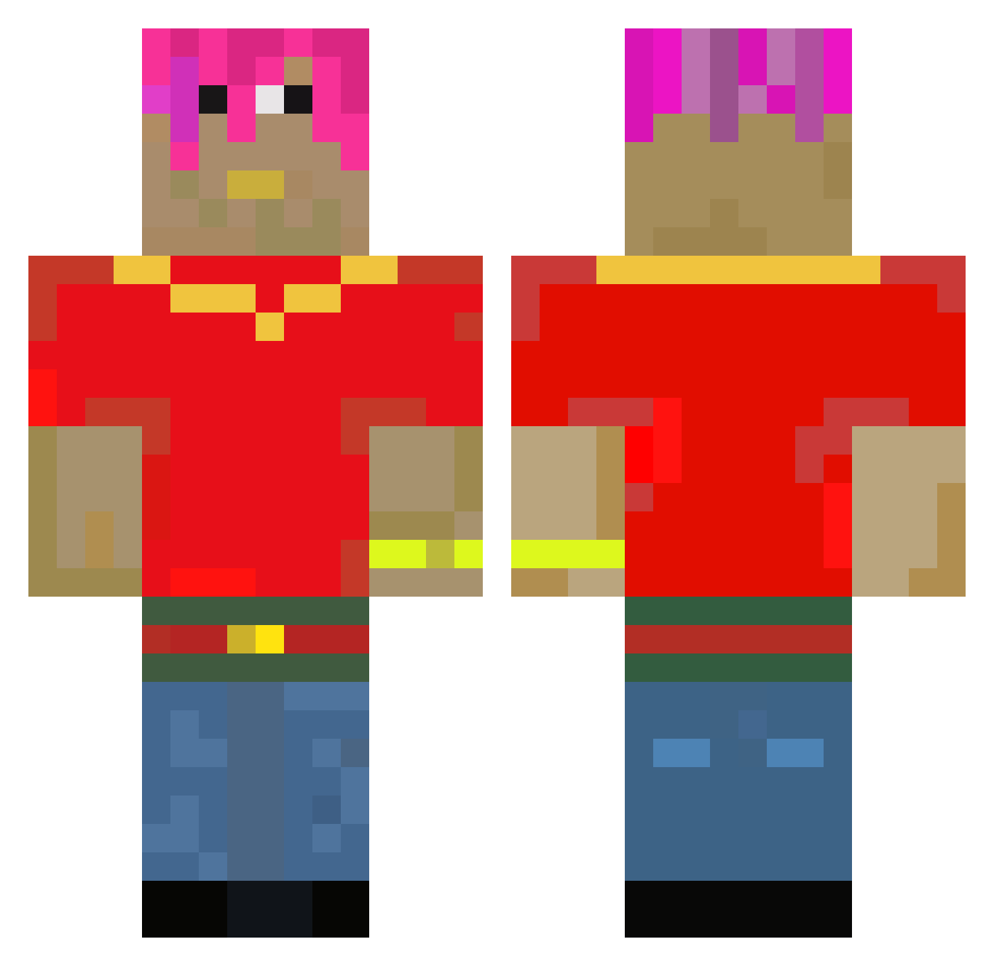 Ayste Minecraft skin, front and back view