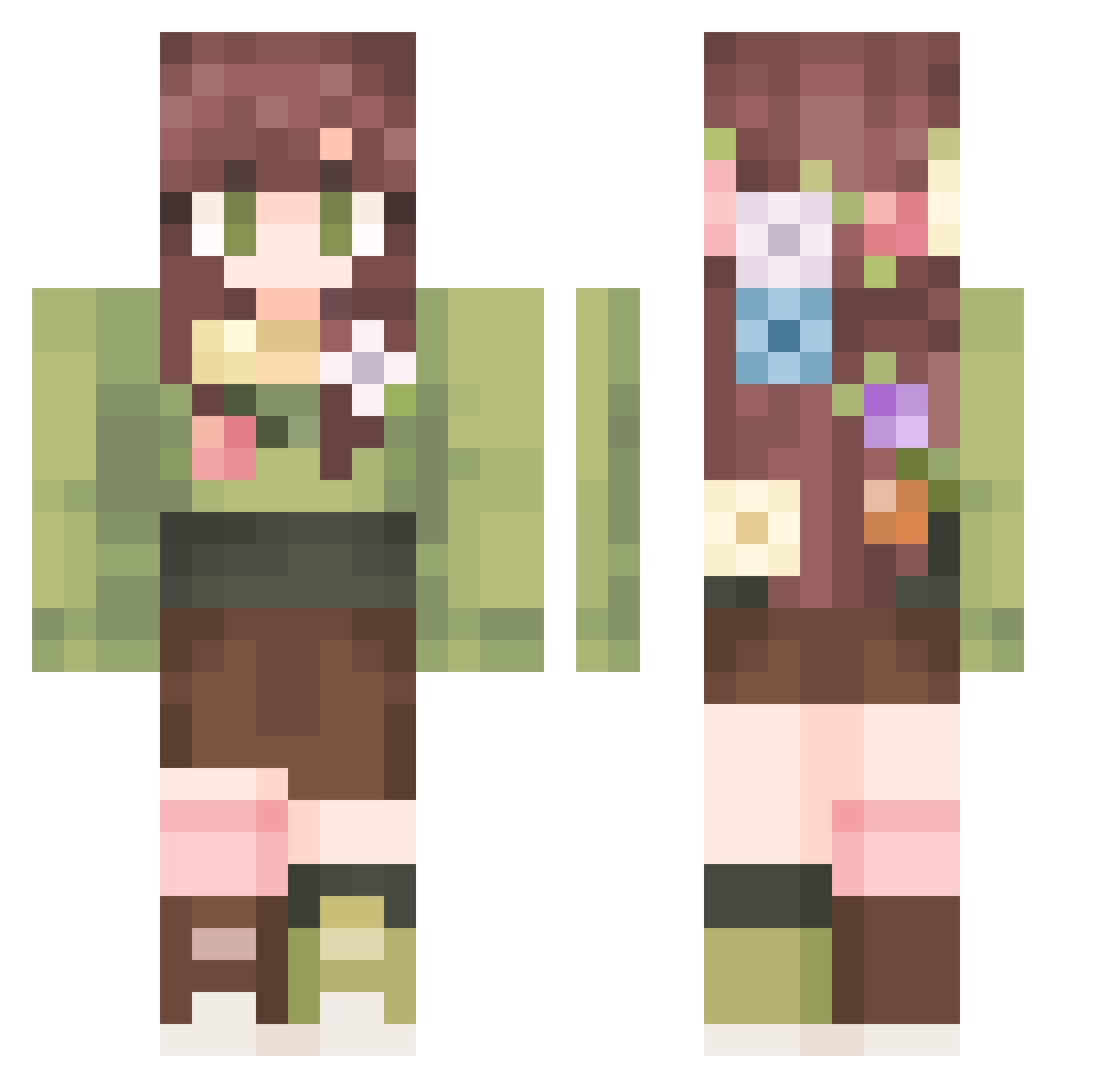 Jinksbunny Minecraft skin, front and back view