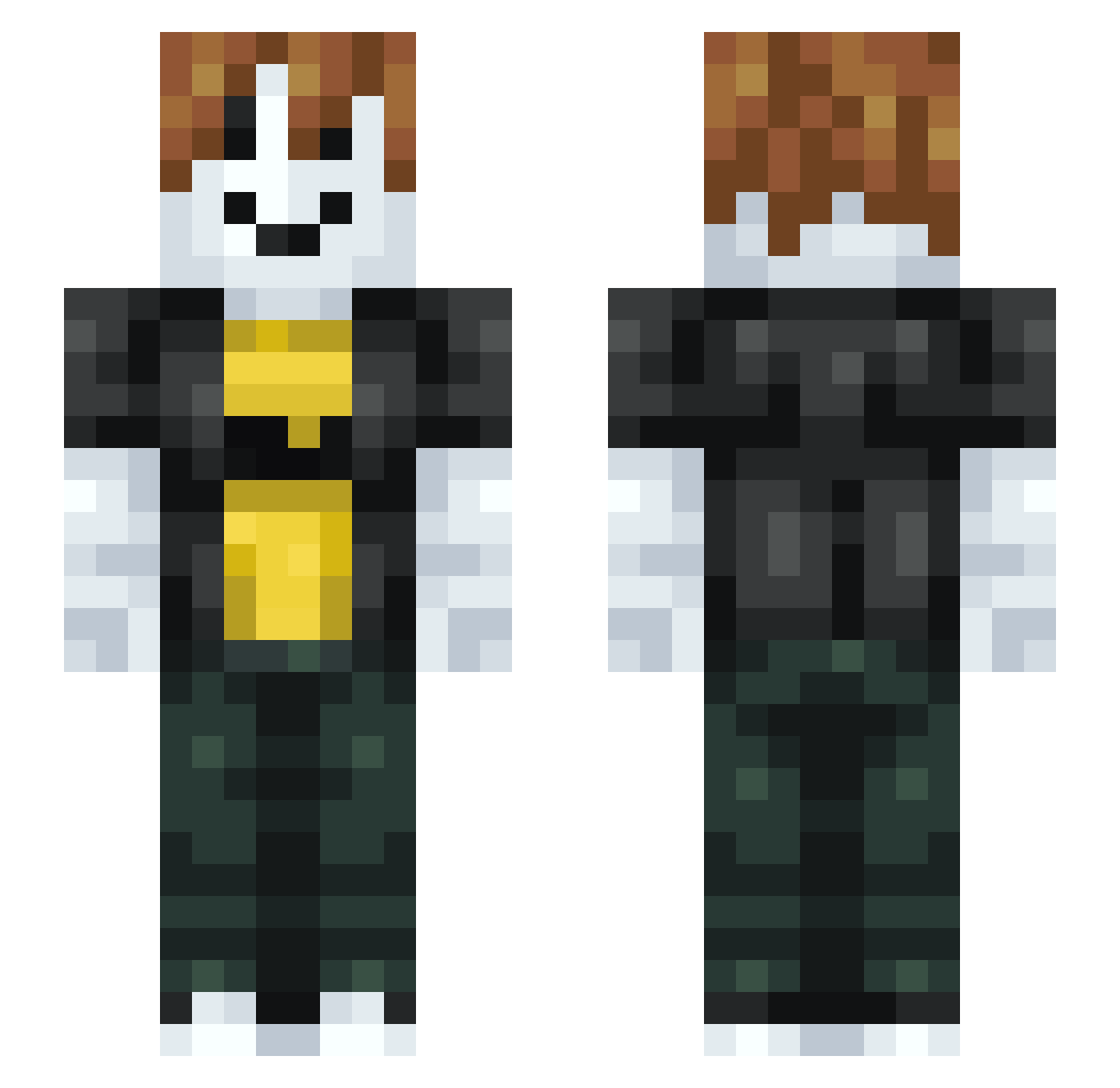 Sunkers Minecraft skin, front and back view