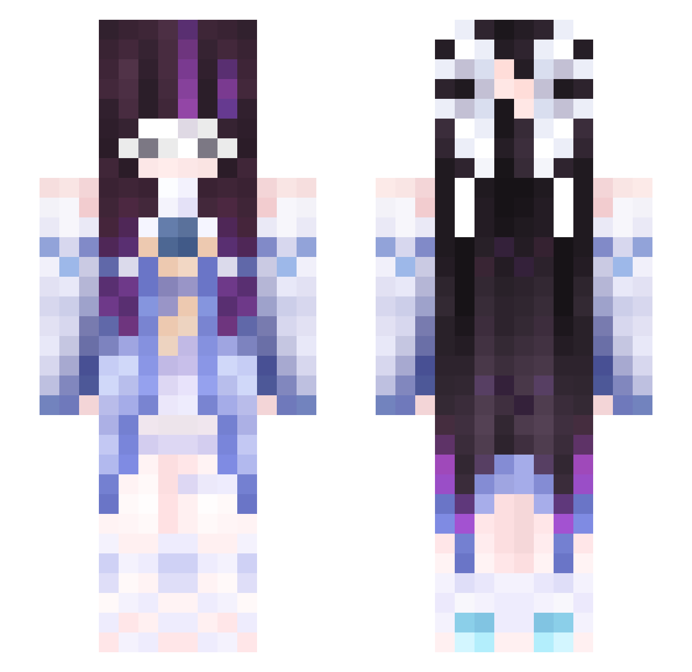 kooliett Minecraft skin, front and back view