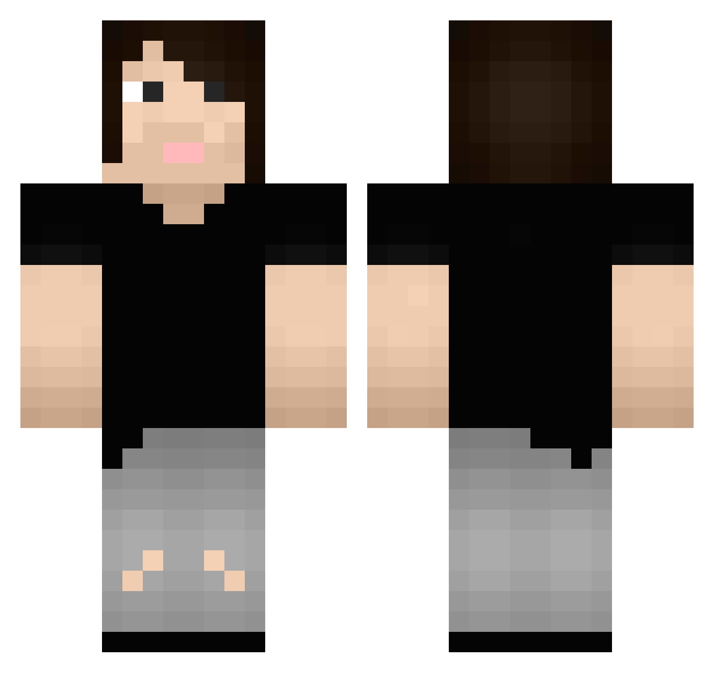 Zwda Minecraft skin, front and back view