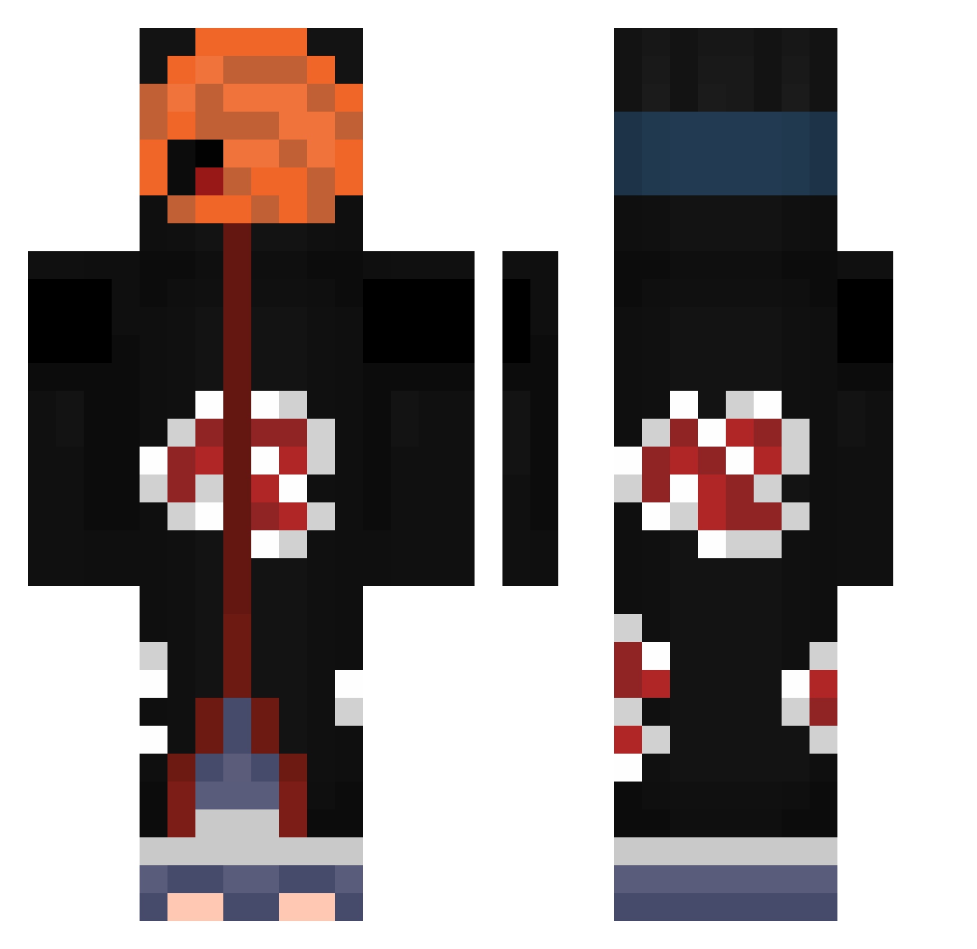 RushRampage Minecraft skin, front and back view