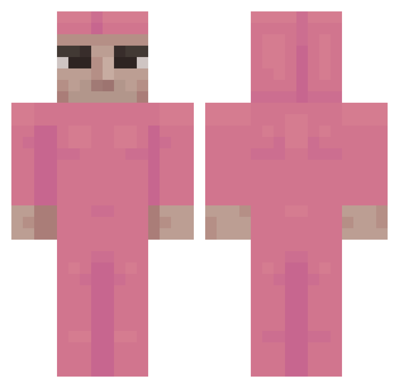 Penitence Minecraft skin, front and back view