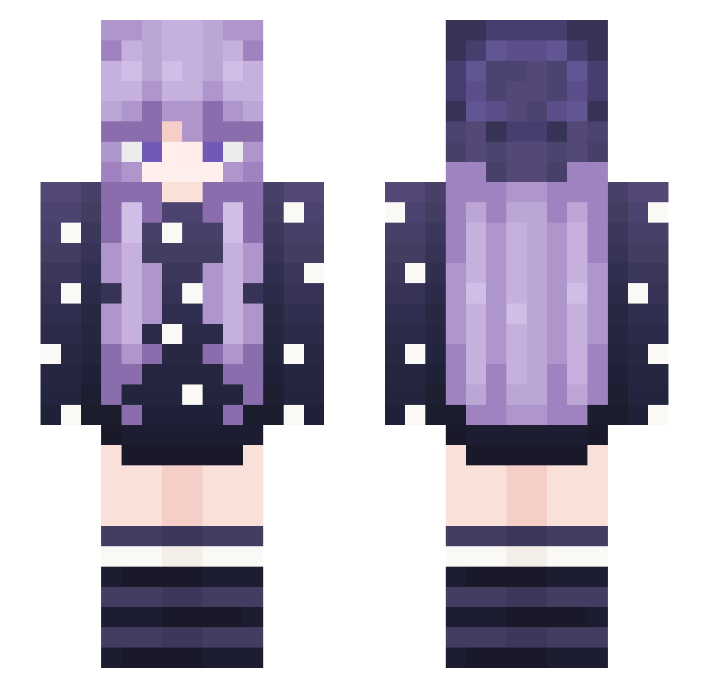 Mezunah Minecraft skin, front and back view