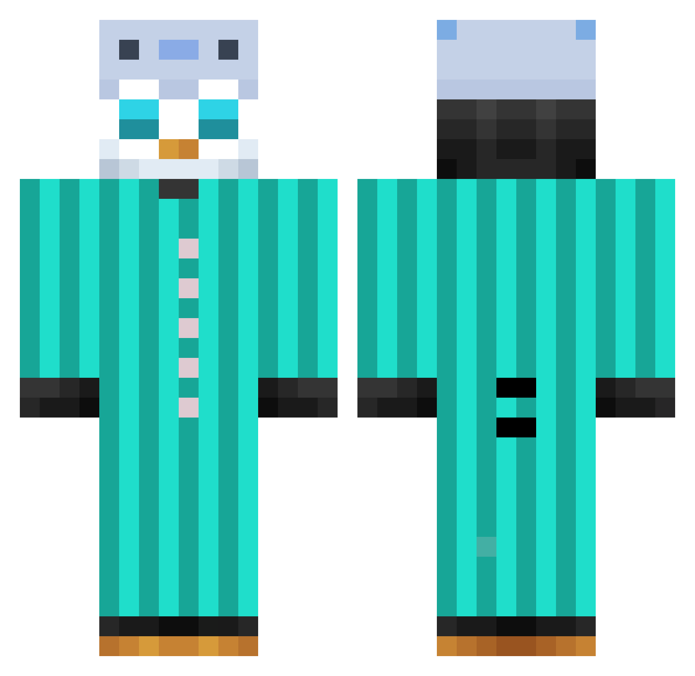 Bellxni Minecraft skin, front and back view