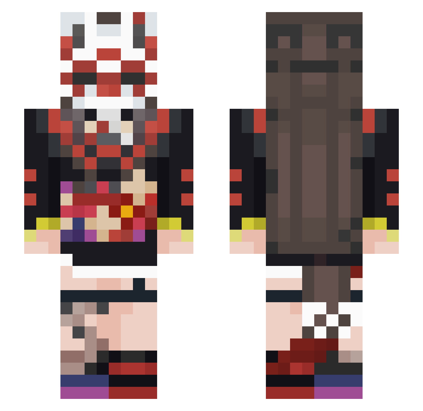 Spook12 Minecraft skin, front and back view