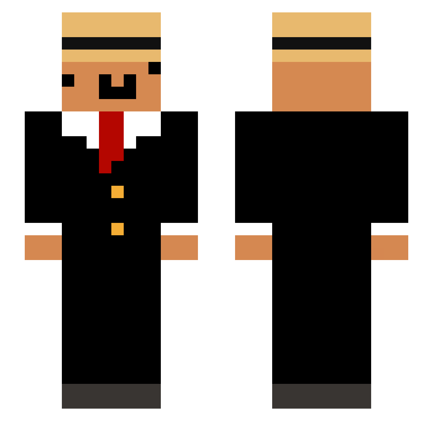 NotMono Minecraft skin, front and back view