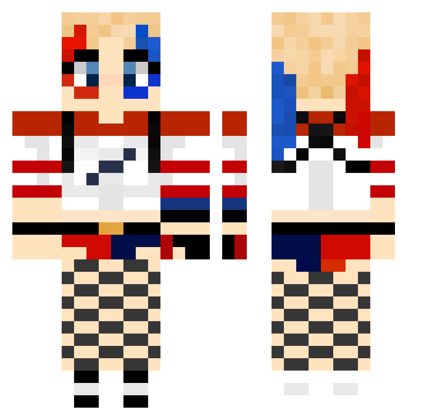 WaveZx Minecraft skin, front and back view