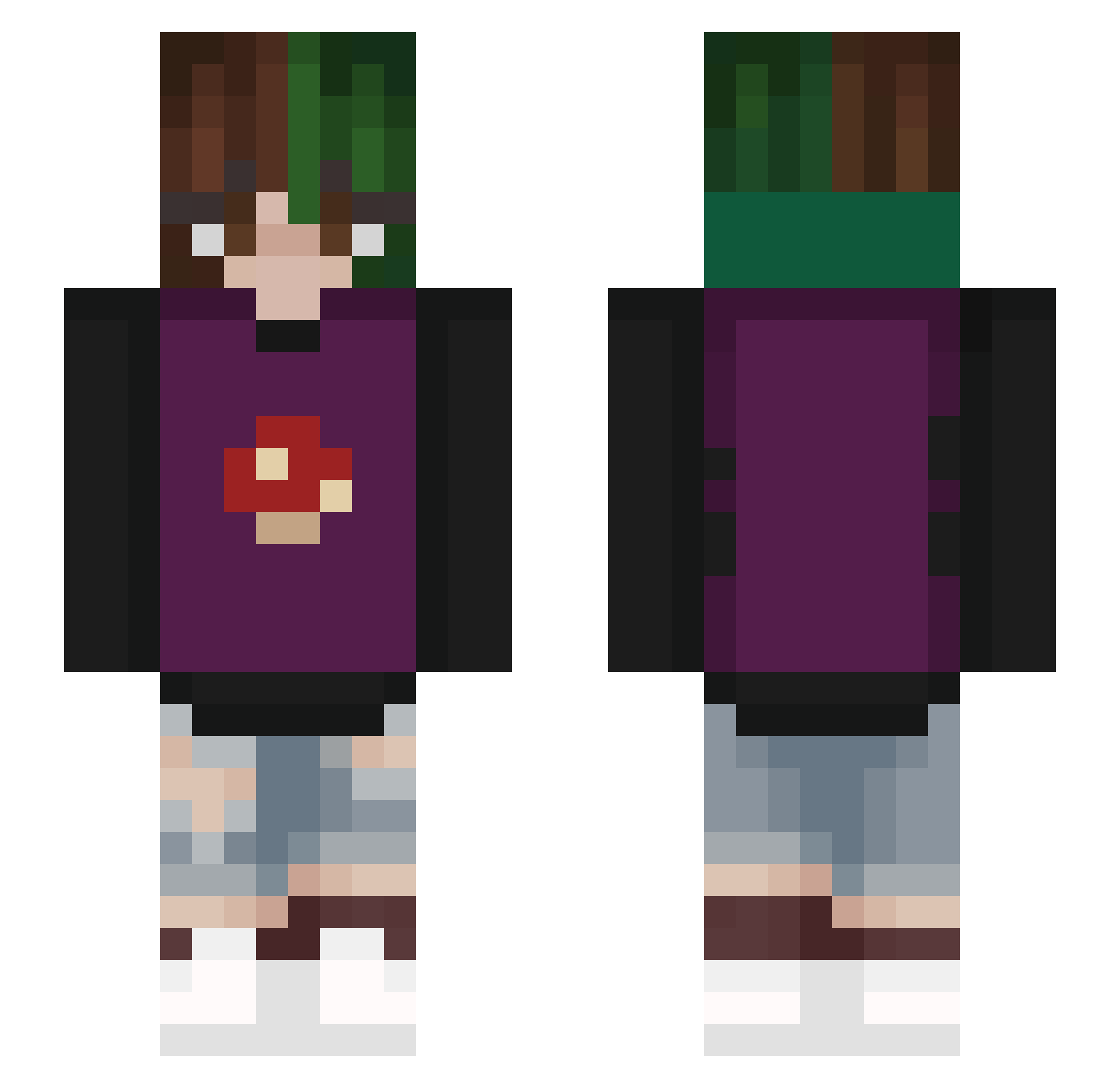 PowderySnow0409 Minecraft skin, front and back view
