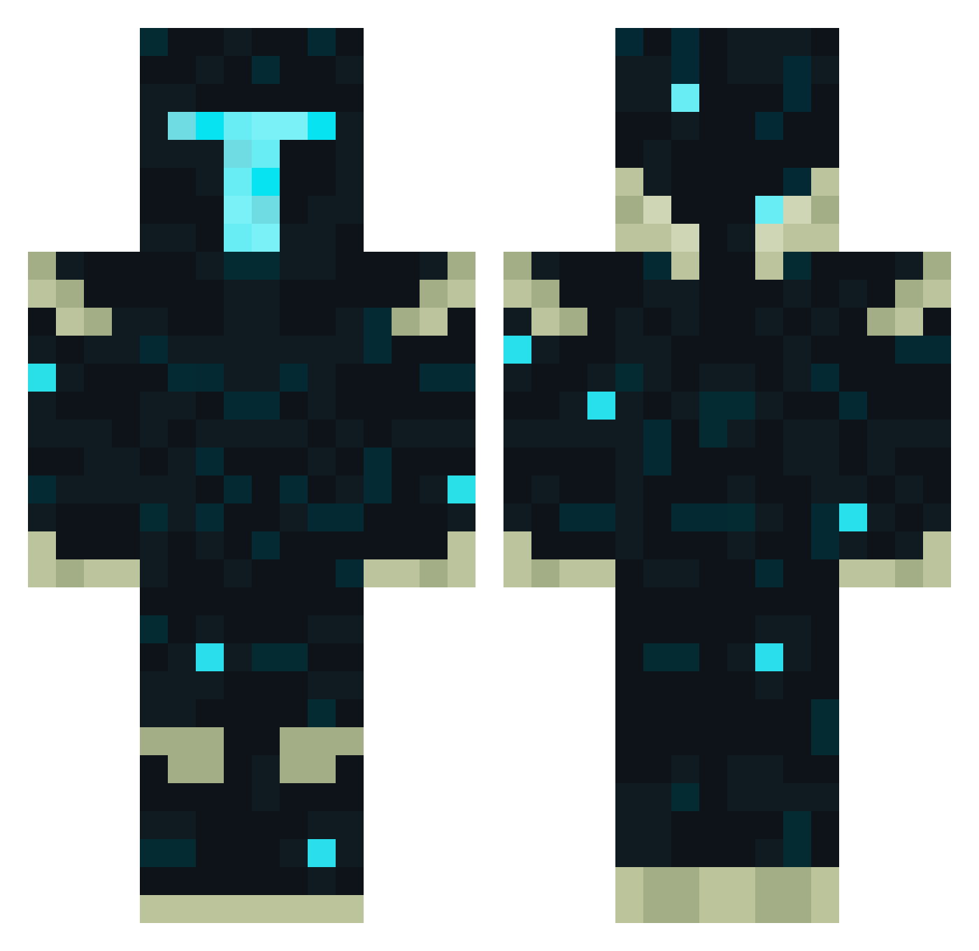 Kemixity Minecraft skin, front and back view