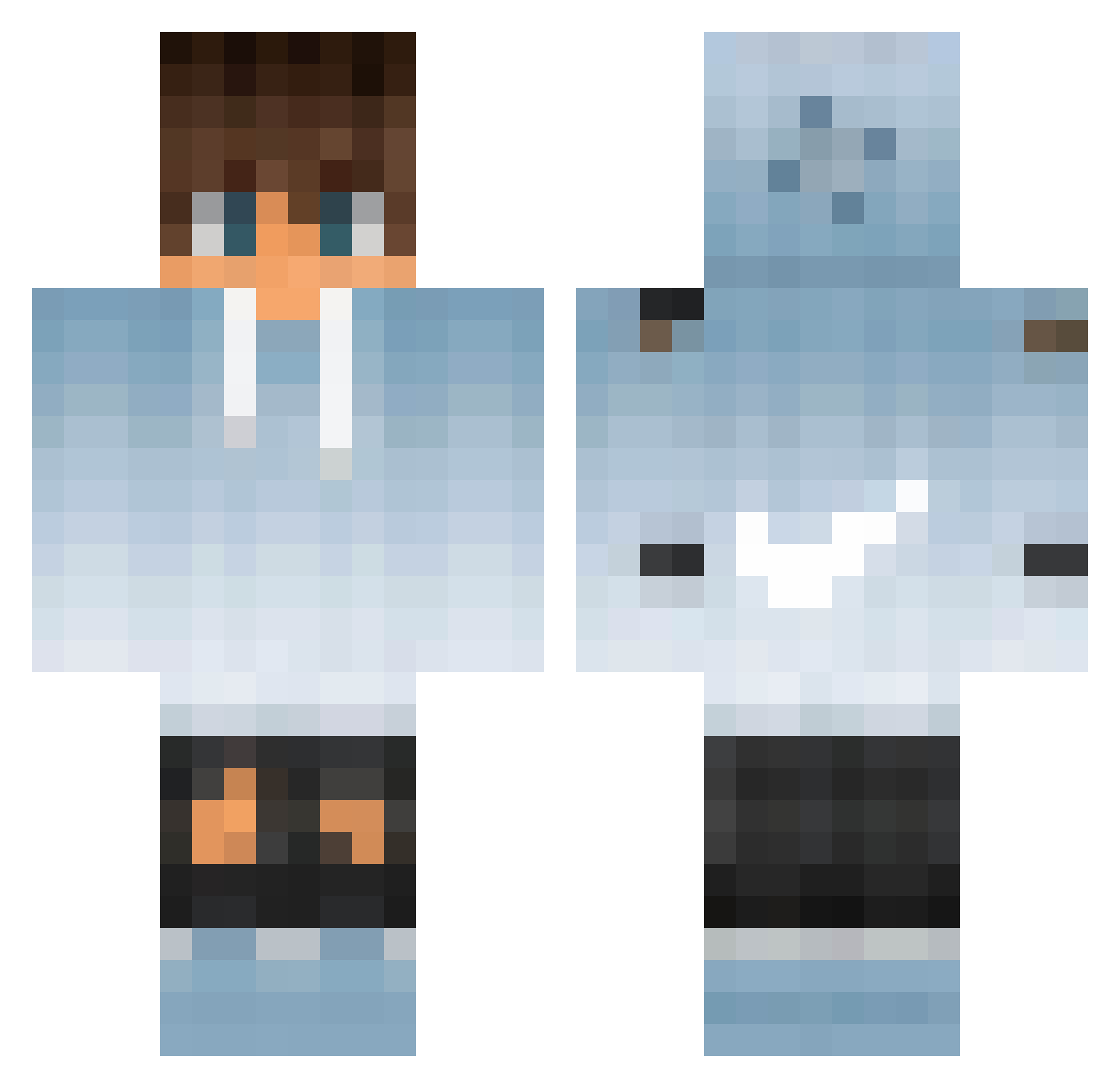 Haker2896 Minecraft skin, front and back view