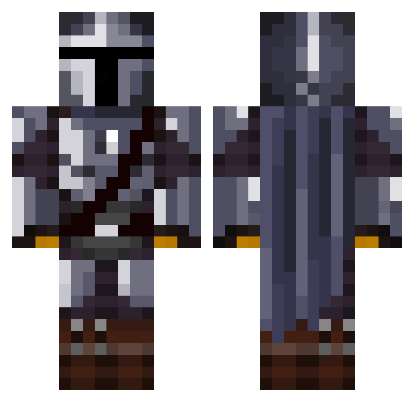 ThMandalorian Minecraft skin, front and back view
