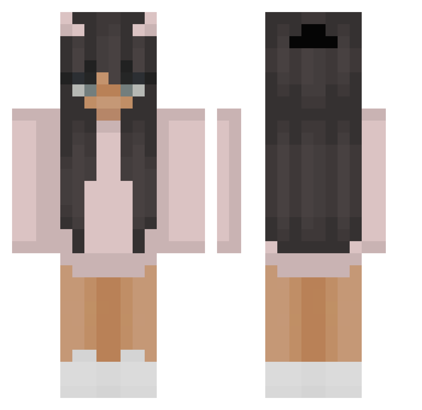 Redamp Minecraft skin, front and back view