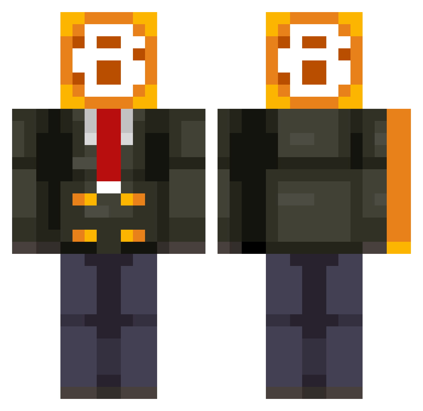 Awpy Minecraft skin, front and back view