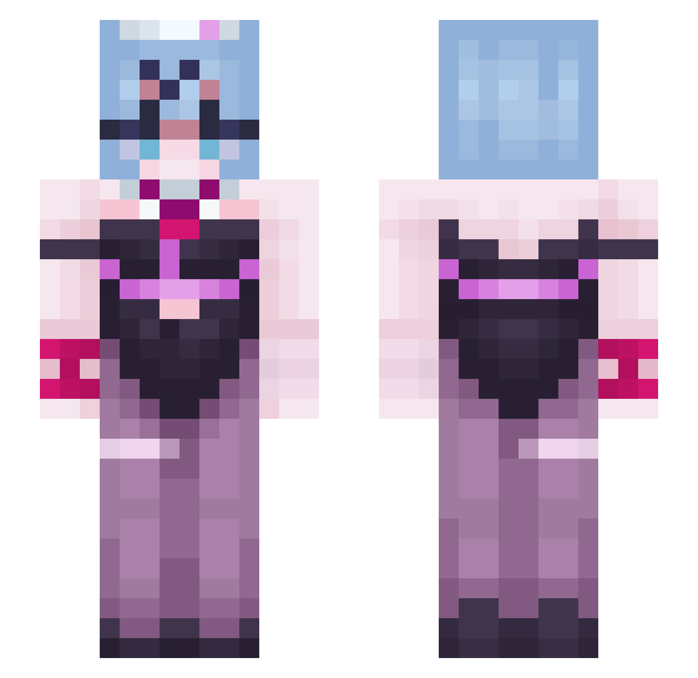 DelphineAriel Minecraft skin, front and back view