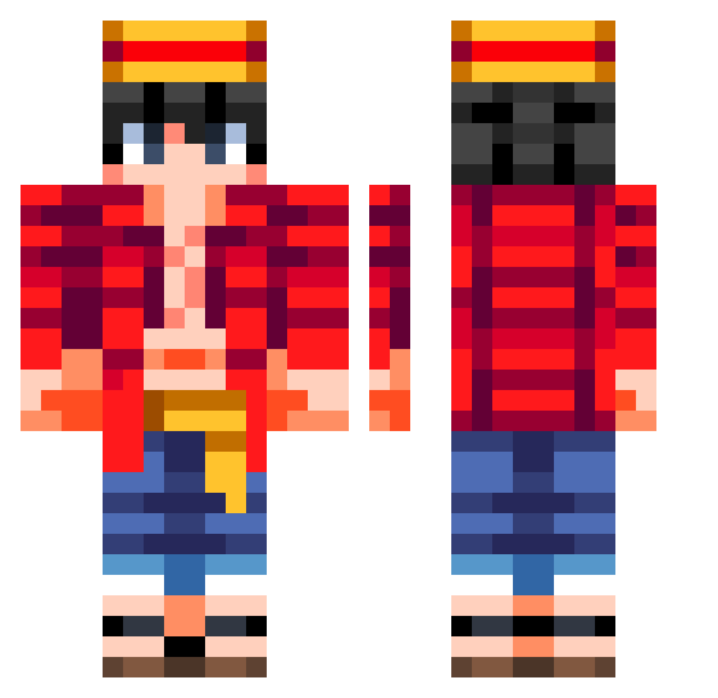 AzT3J4S Minecraft skin, front and back view