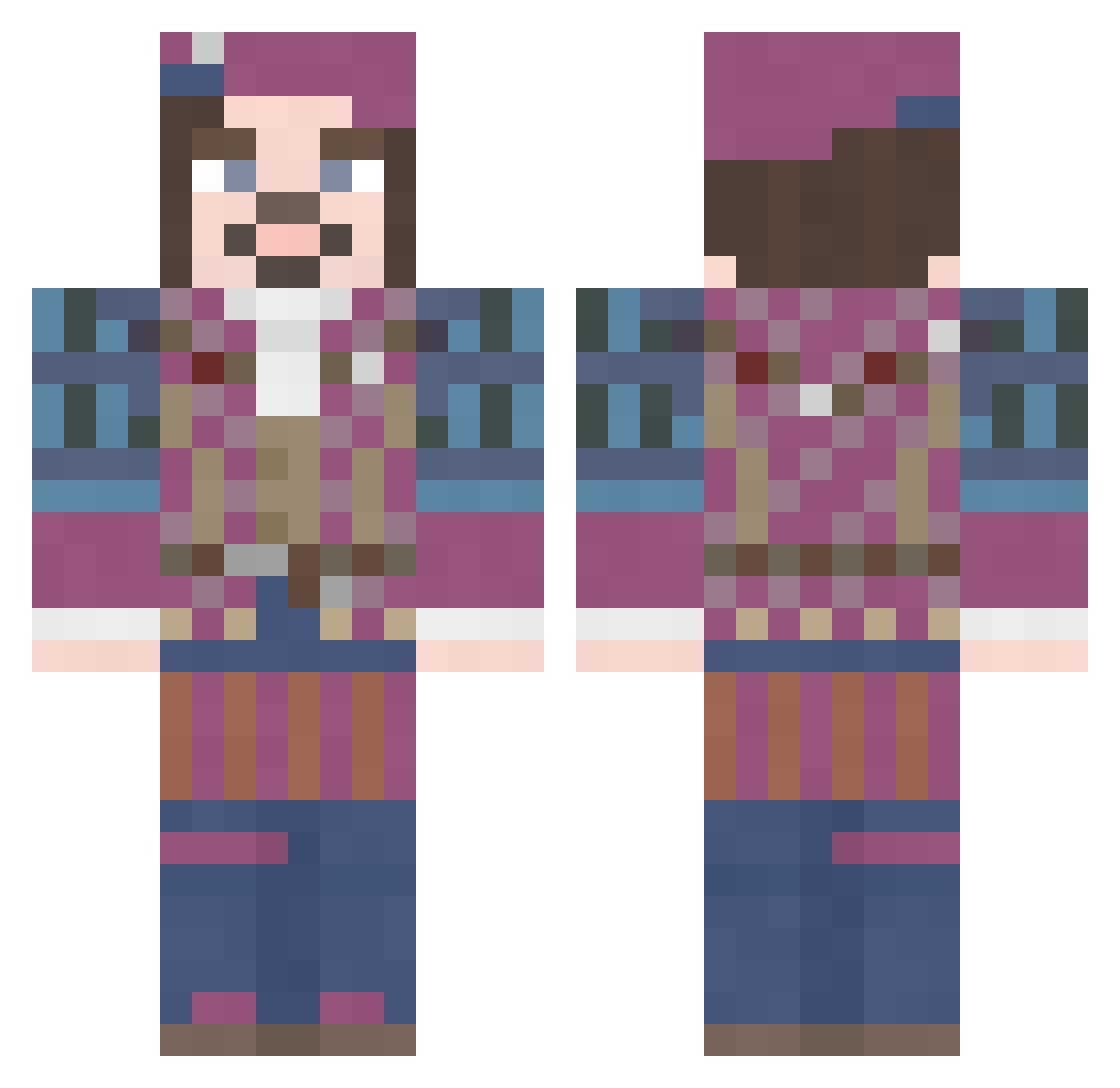 DirtyRezo Minecraft skin, front and back view