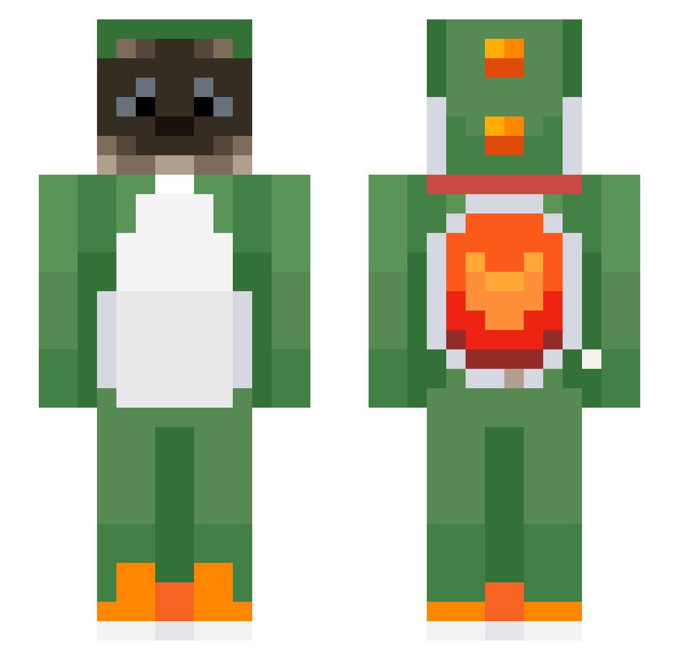 JustMeepin Minecraft skin, front and back view