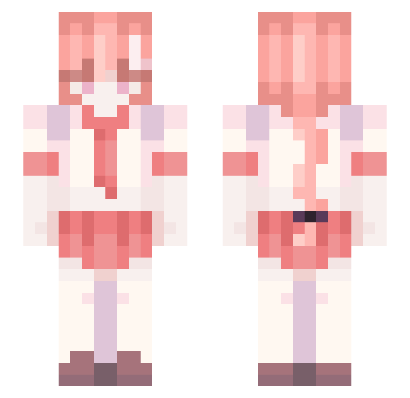 Nopys Minecraft skin, front and back view