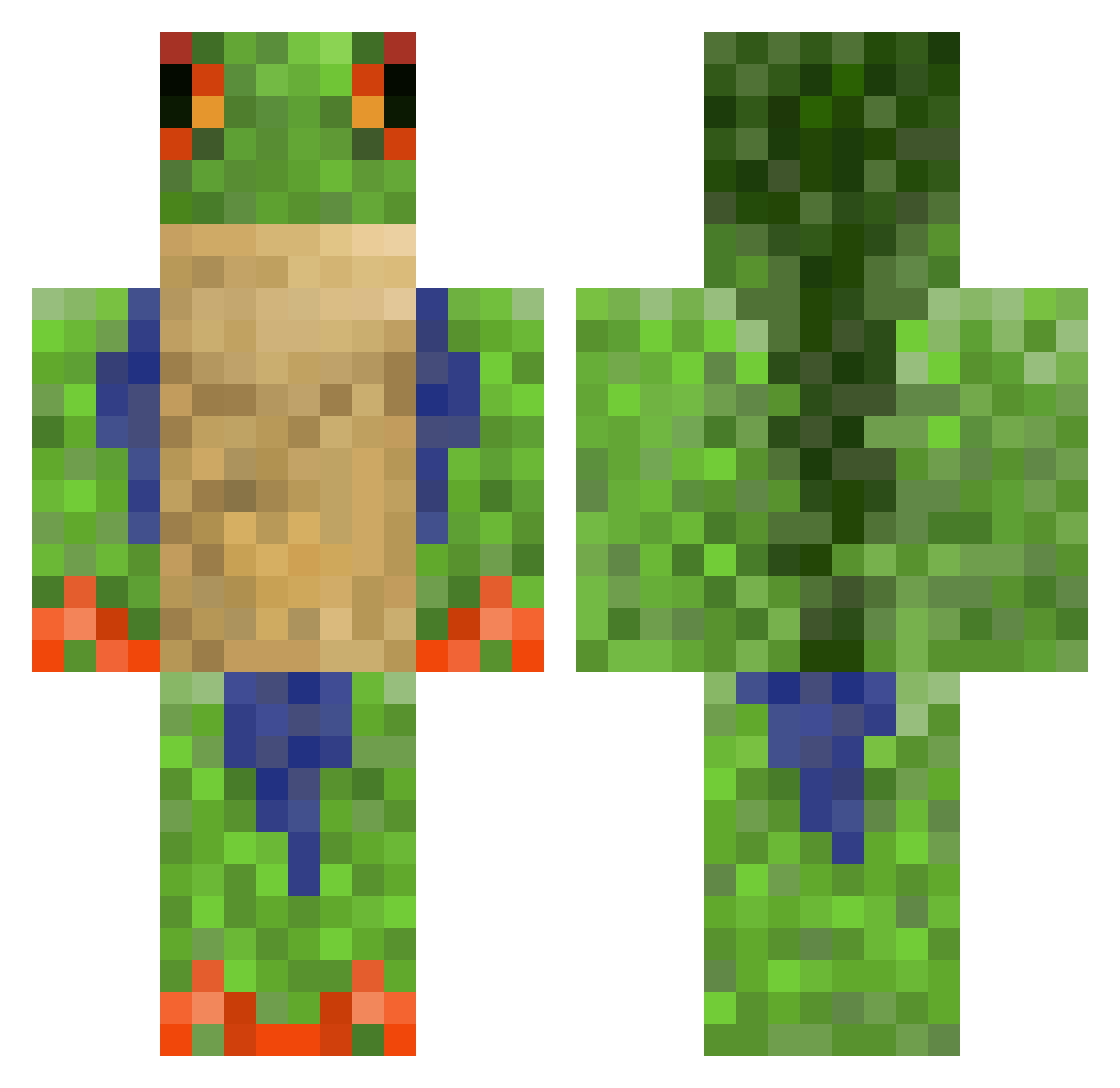 Whiskey100 Minecraft skin, front and back view