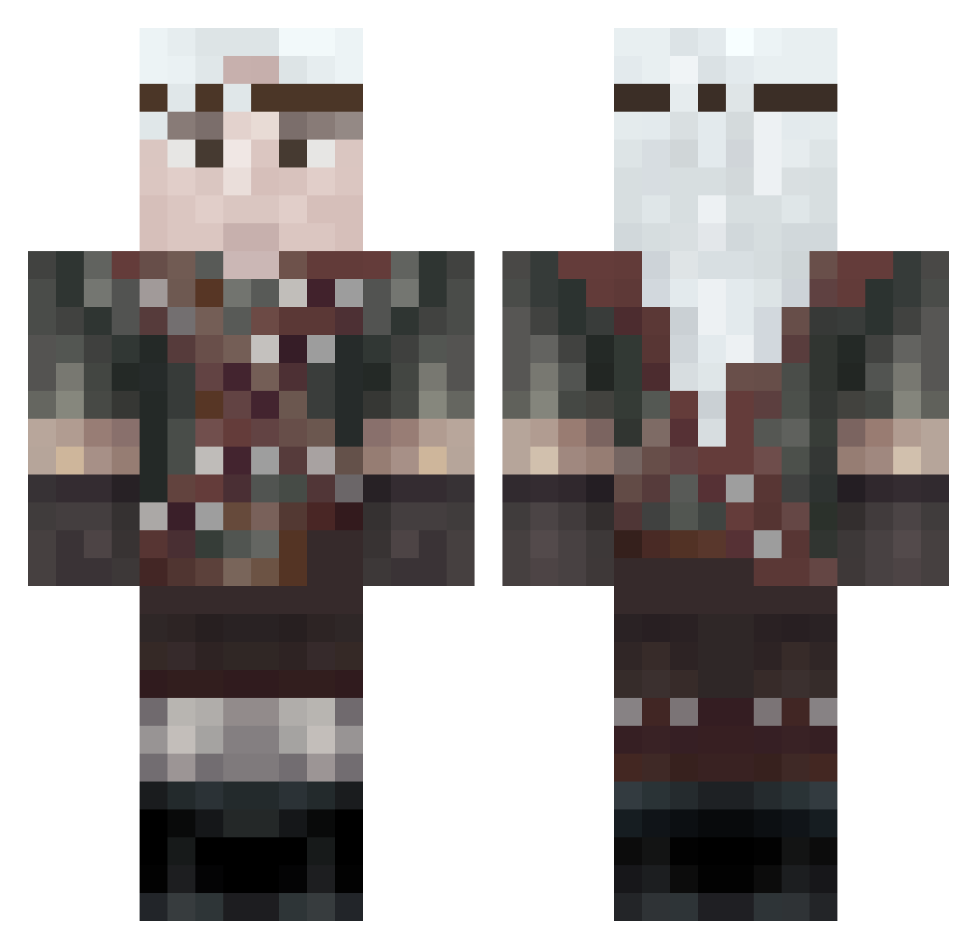 Rheluy Minecraft skin, front and back view
