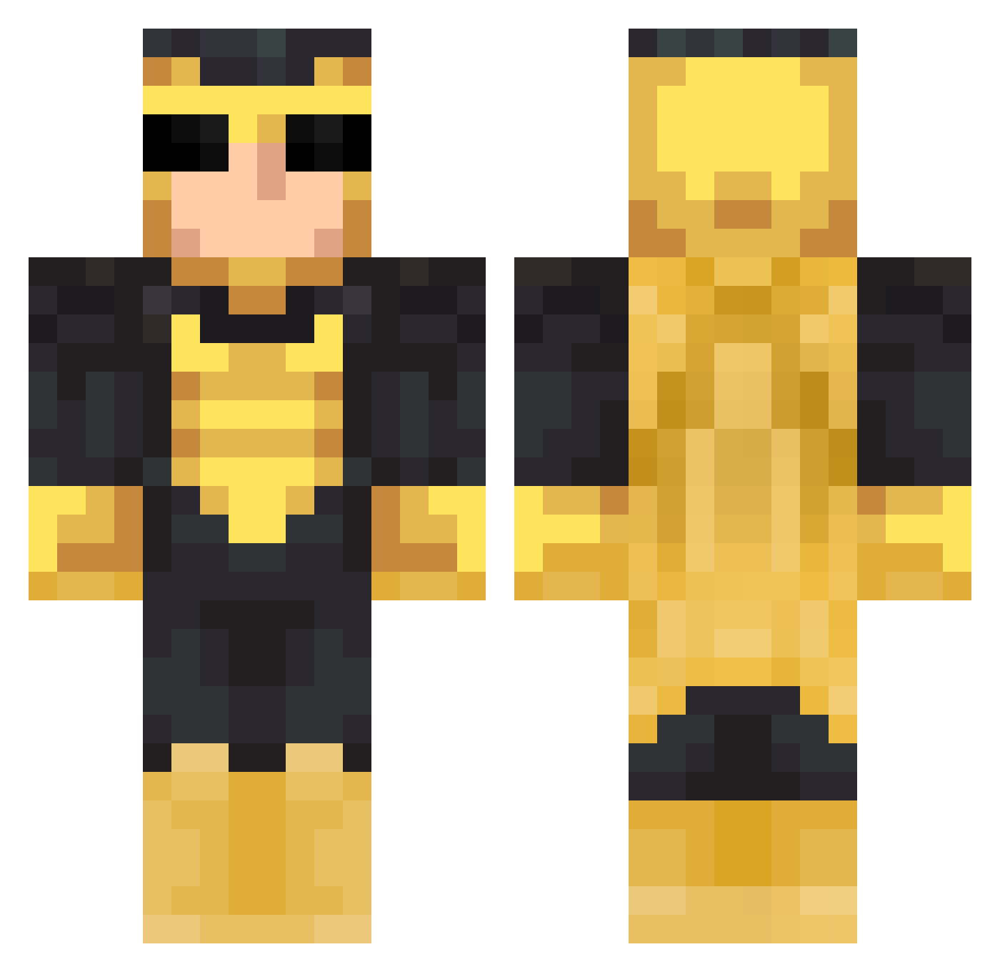 flutser Minecraft skin, front and back view